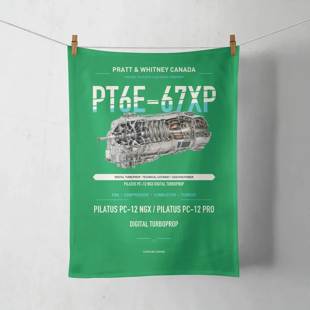 PT6E-67XP design on green towel