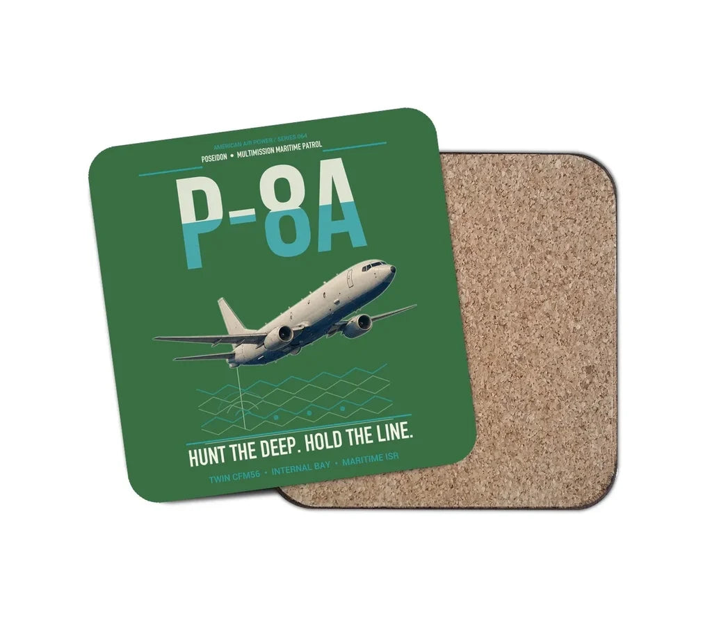 P-8A Poseidon design on green 1 piece coaster
