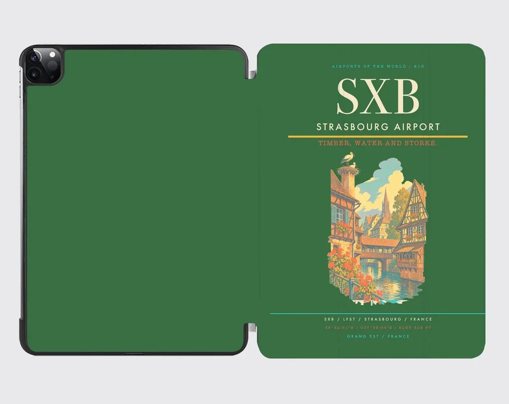 Strasbourg Airport (SXB) design on green ipad tablet case