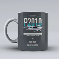 Thumbnail for Tecnam P2010 design on gray ceramic mug, double-side print