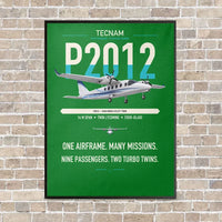 Thumbnail for Tecnam P2012 Traveller vertical canvas print - framed - green background
