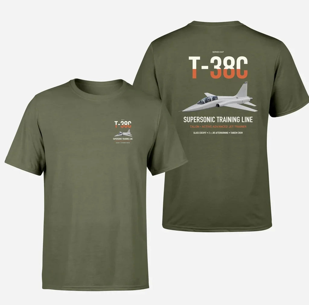 T-38C Talon design on green army double-side t-shirt, double-side print