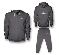 Thumbnail for Sukhoi Superjet 100 Silhouette Zipped Hoodie - Dark Gray