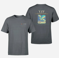 Thumbnail for Yellowknife Airport (YZF) design printed on gray double-side t-shirt