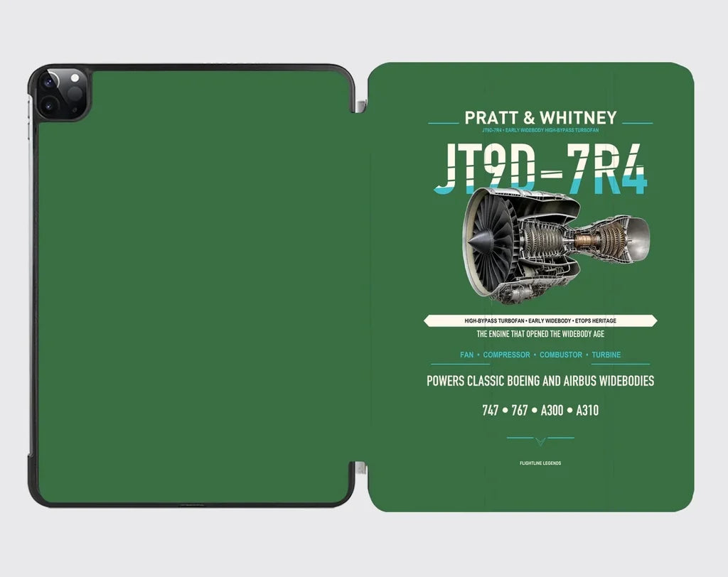 JT9D-7R4 design on green ipad tablet case