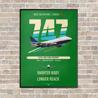 Thumbnail for Boeing 747SP vertical canvas print - framed - green background