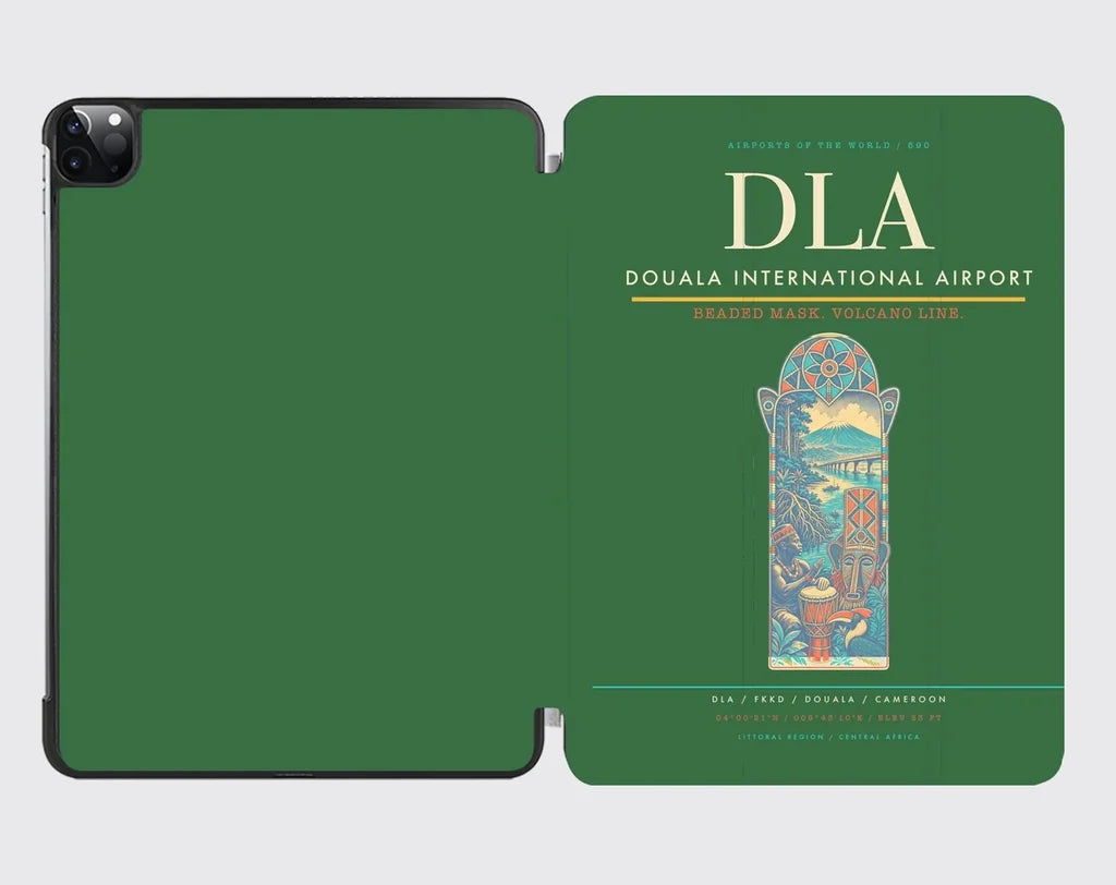 Douala International Airport (DLA) design on green ipad tablet case
