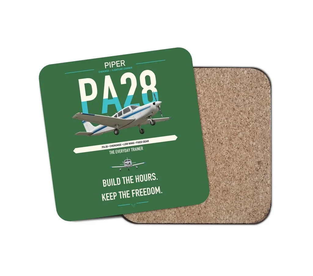 Piper PA-28 Cherokee design on green 1 piece coaster