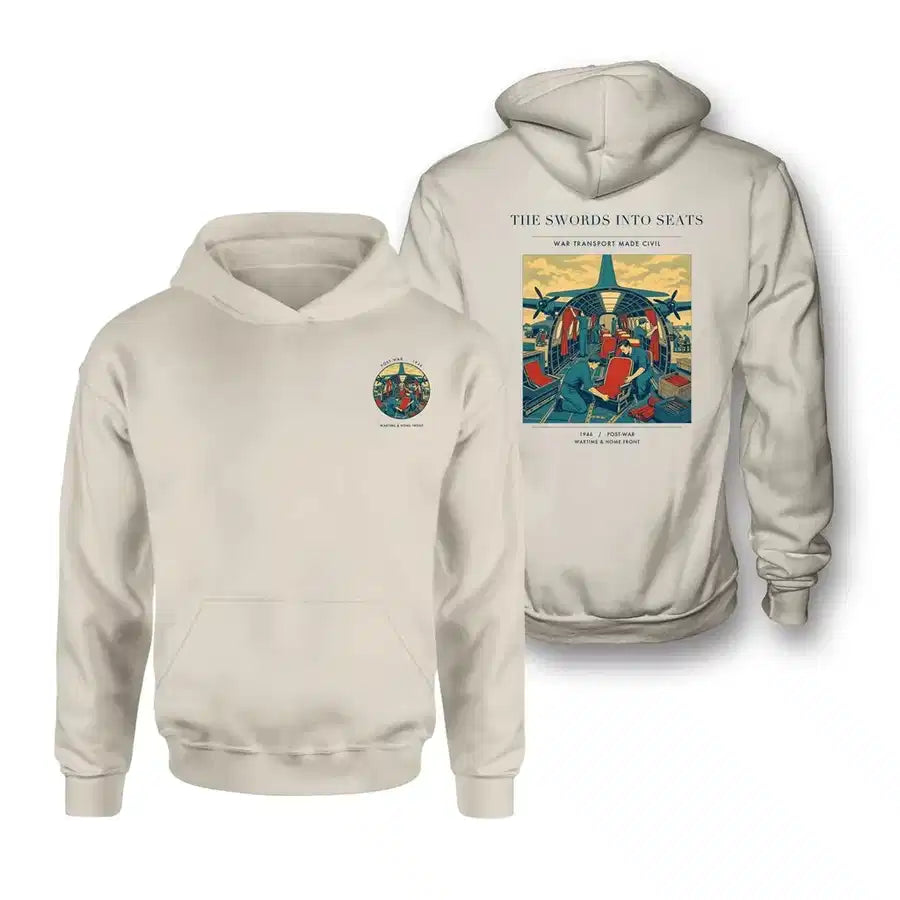 VINTAGE G4538 - The Swords Into Seats - Double-Side Hoodie design on khaki double side