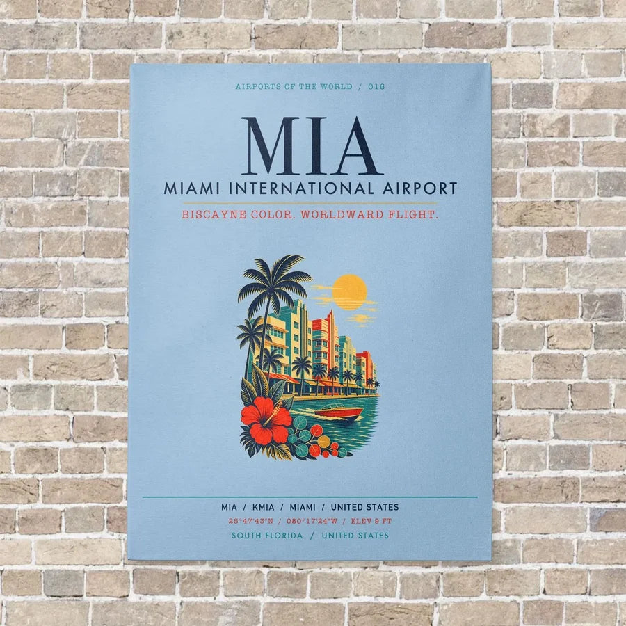Miami International Airport MIA vertical canvas print - no frame - light blue background