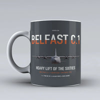 Thumbnail for Short Belfast C.1 design on gray ceramic mug, double-side print