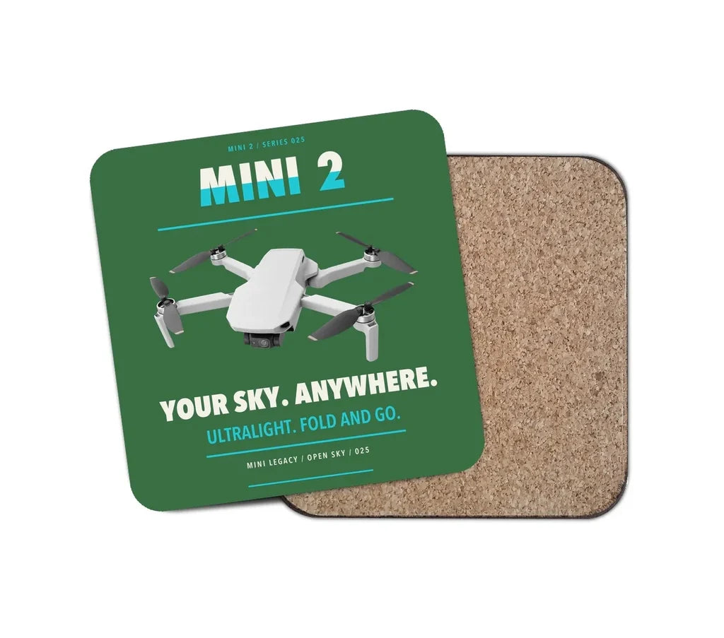 DJI Mini 2 design on green 1 piece coaster