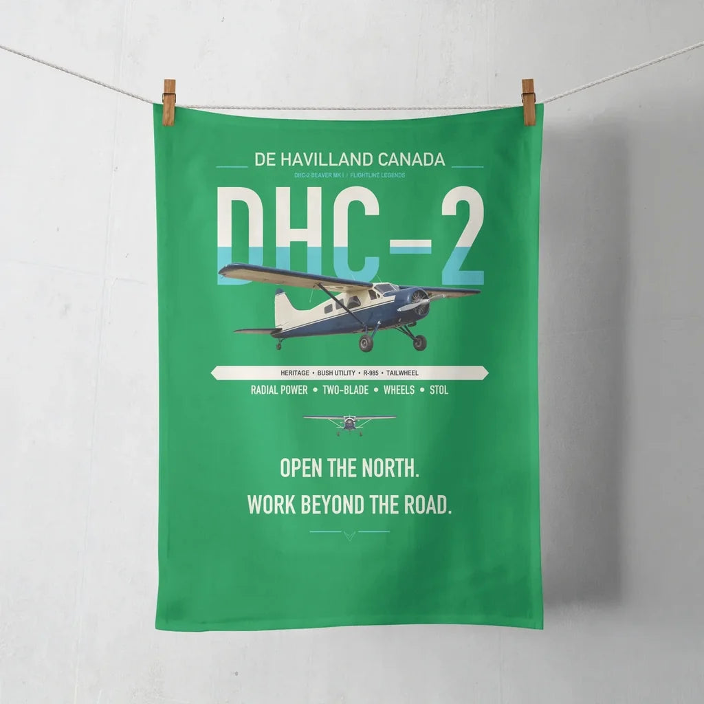 DHC-2 Beaver Mk I design on green towel