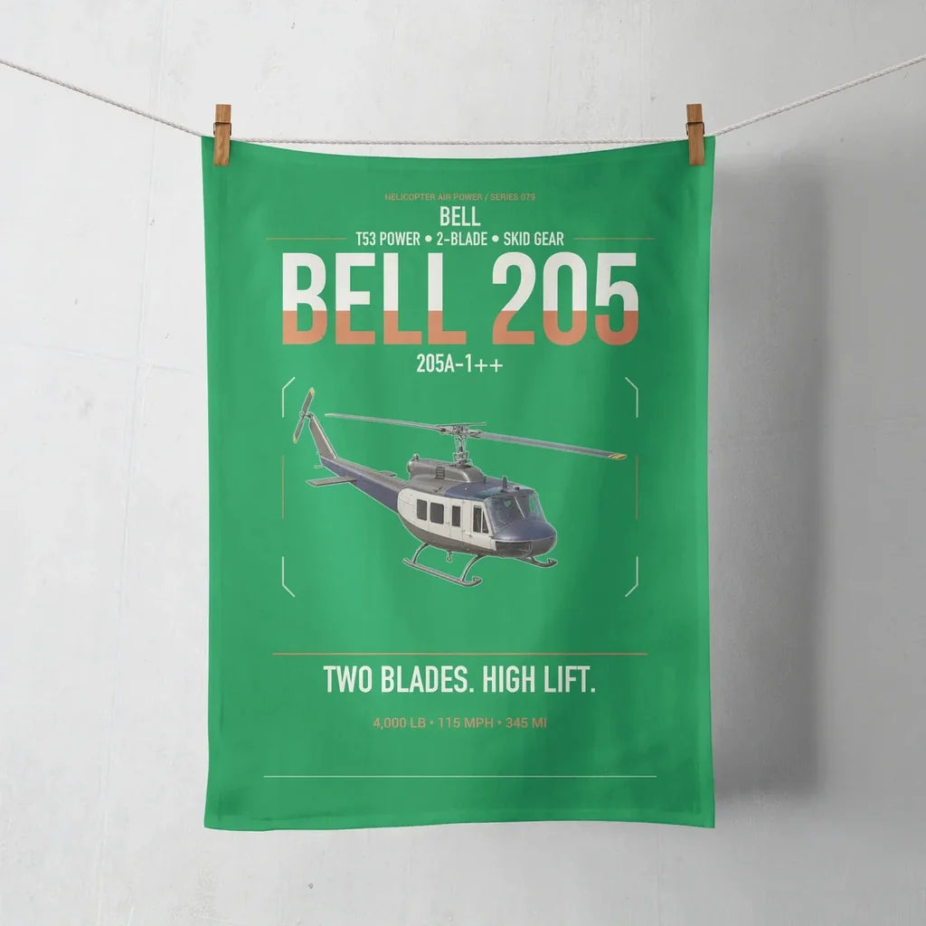Bell 205A-1++ design on green towel