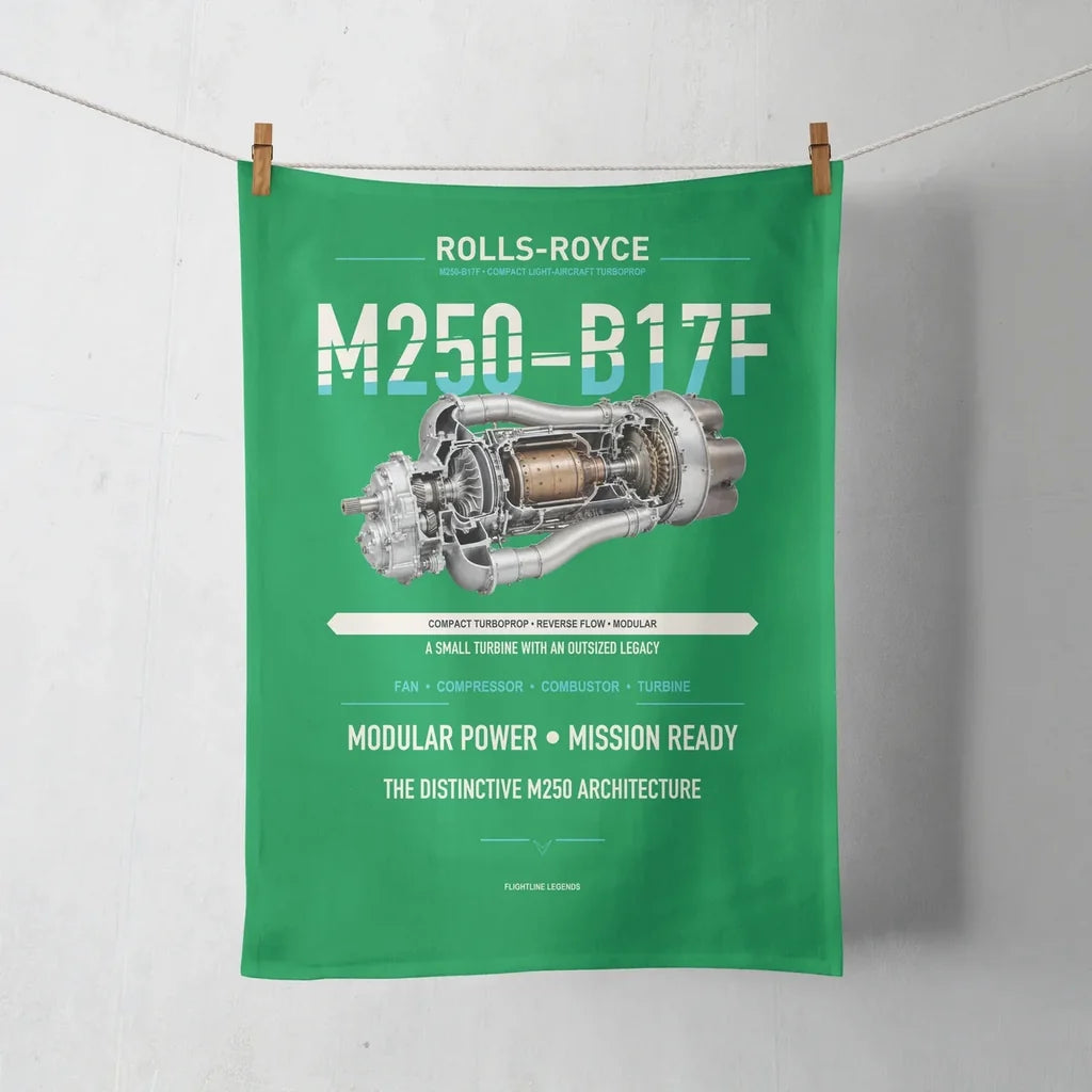 M250-B17F design on green towel