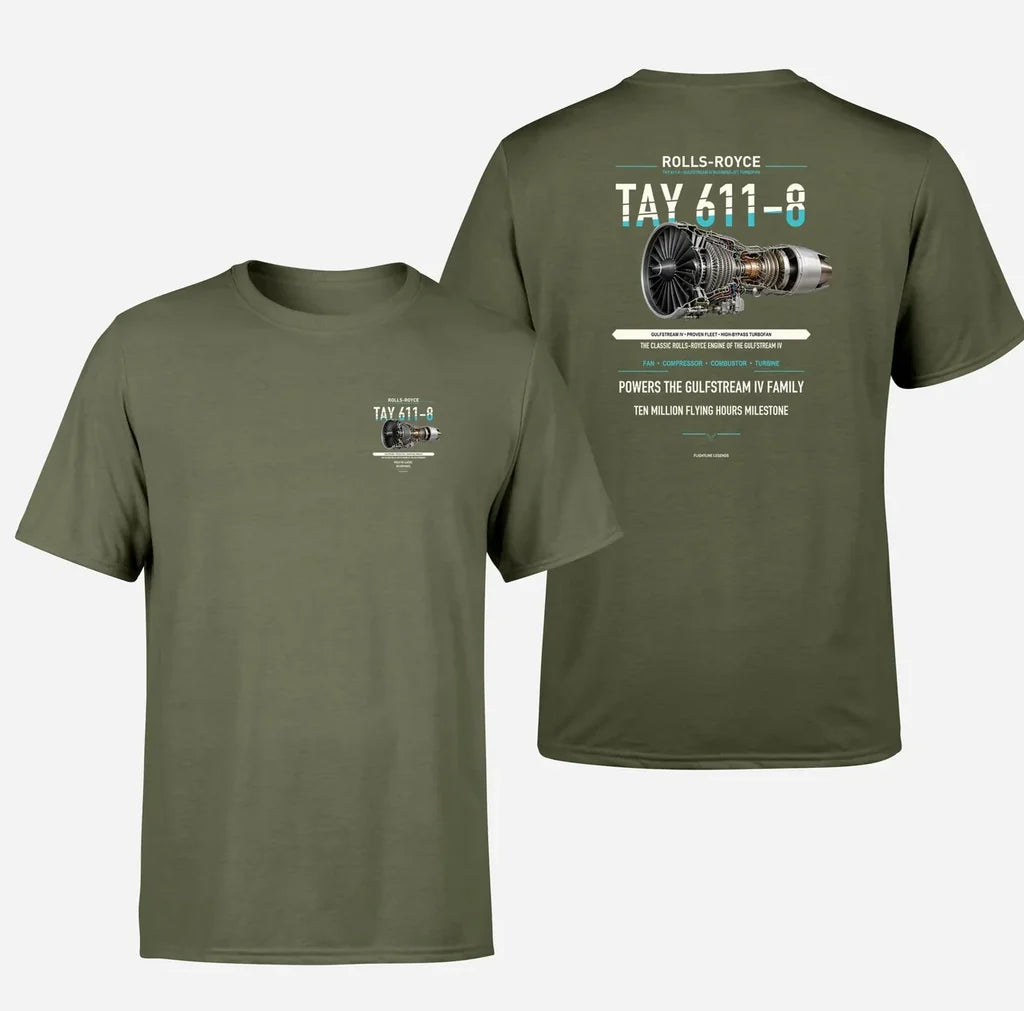 TAY 611-8 design on green army t shirt