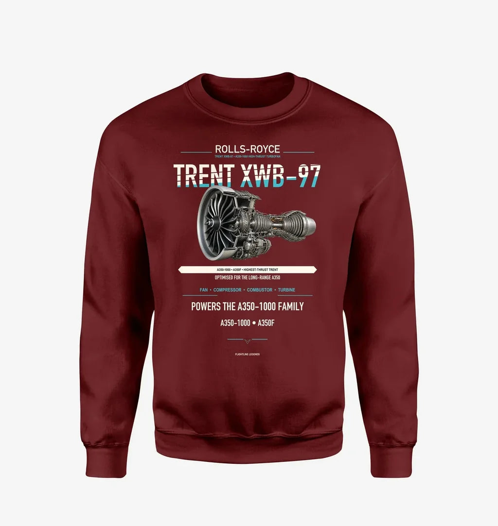 TRENT XWB-97 design on wine red sweatshirt