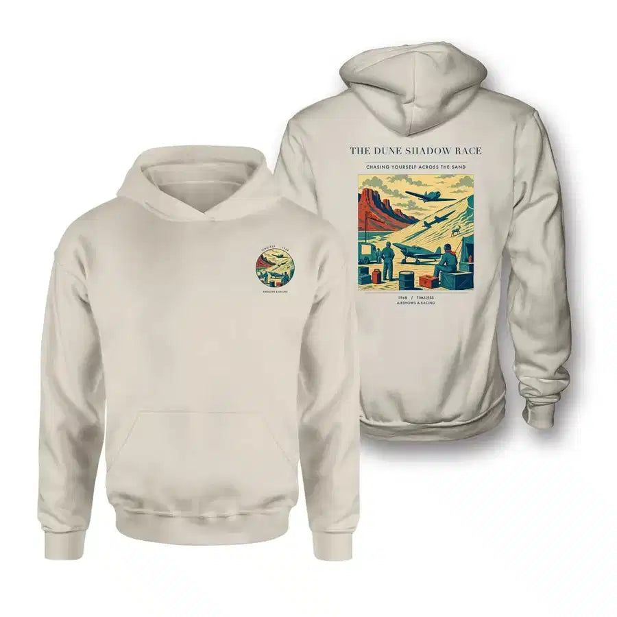 VINTAGE G4334 - The Dune Shadow Race - Double-Side Hoodie design on khaki double side
