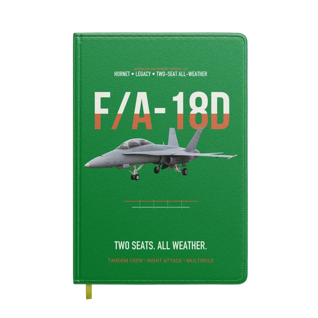 F-A-18D Hornet Two Seats All Weather design on green notebook