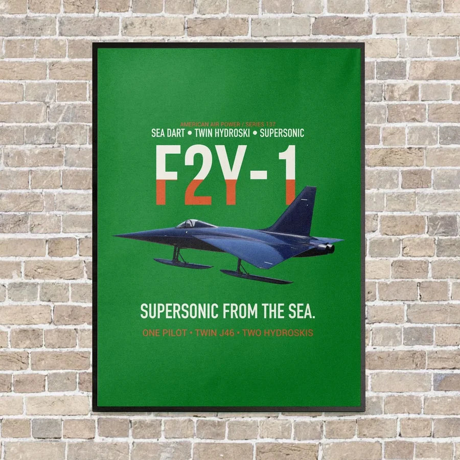 F2Y-1 Sea Dart Supersonic from the Sea vertical canvas print - framed - green background