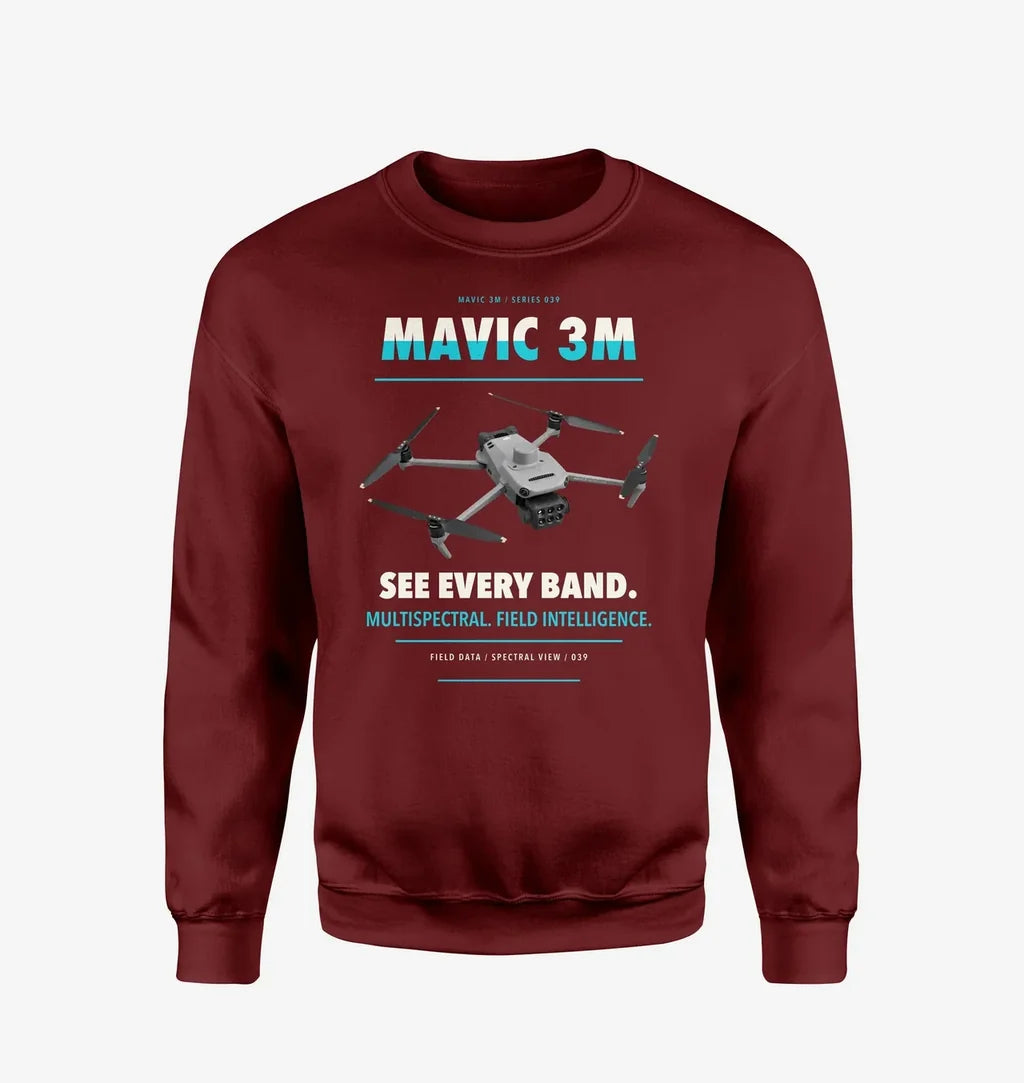 DJI Mavic 3 Multispectral design on wine red sweatshirt