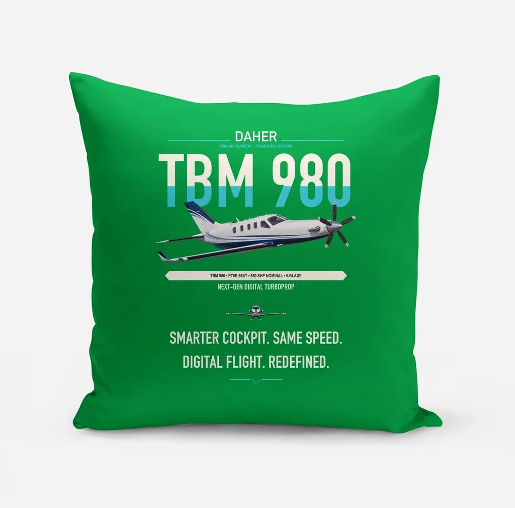 Daher TBM 980 design on green pillow