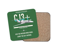 Thumbnail for Cessna Citation CJ3+ design on green 1 piece coaster