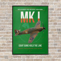 Thumbnail for Hawker Hurricane Mk I vertical canvas print - framed - green background