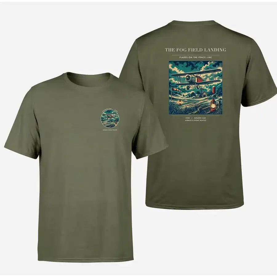 VINTAGE G4150 - The Fog Field Landing - Double-Side T-Shirt design on greenarmy double side t shirt