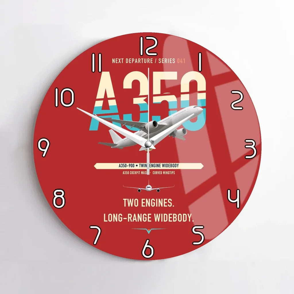 Airbus A350-900 design on red no frame wall clock