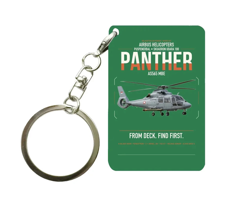Airbus Helicopters AS565 MBe Panther design on green designed key chain, double-side print