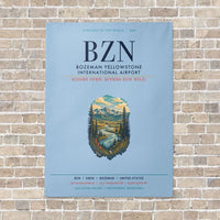 Thumbnail for Bozeman Yellowstone International Airport BZN vertical canvas print - no frame - light blue background