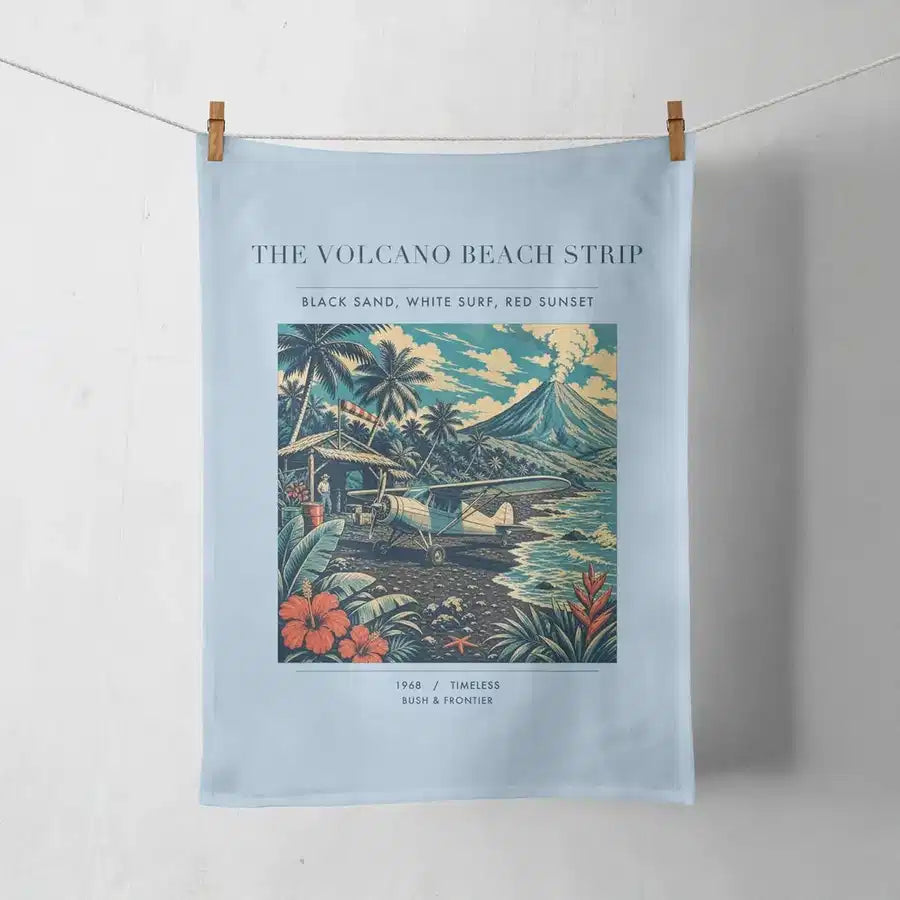 VINTAGE G4405 - The Volcano Beach Strip - Designed Towels design on lightblue