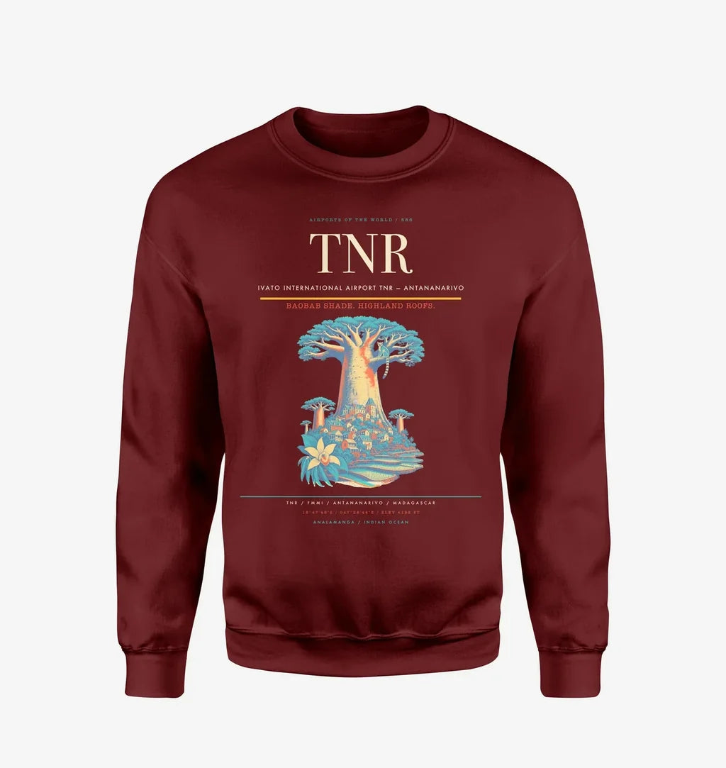 Ivato International Airport (TNR) design on wine red sweatshirt
