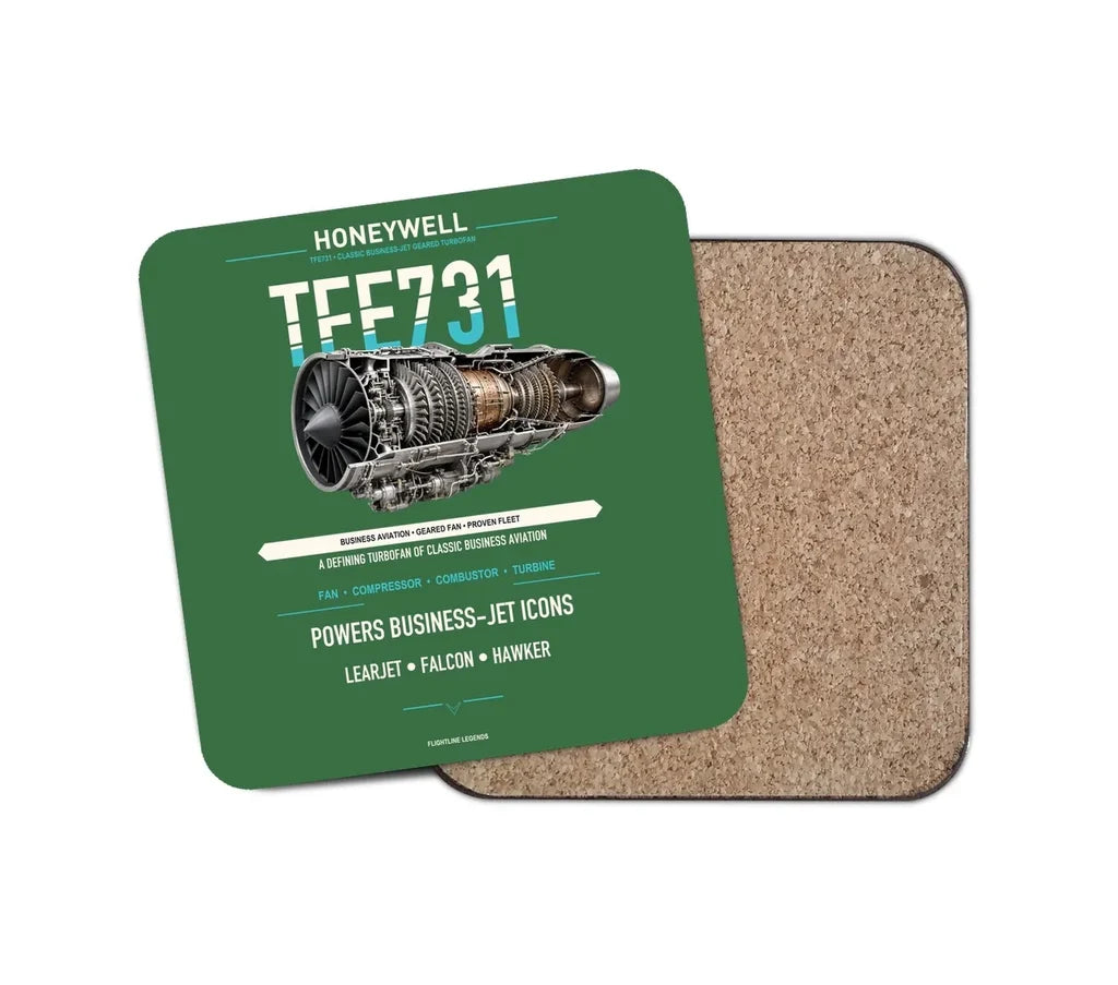 TFE731 design on green 1 piece coaster