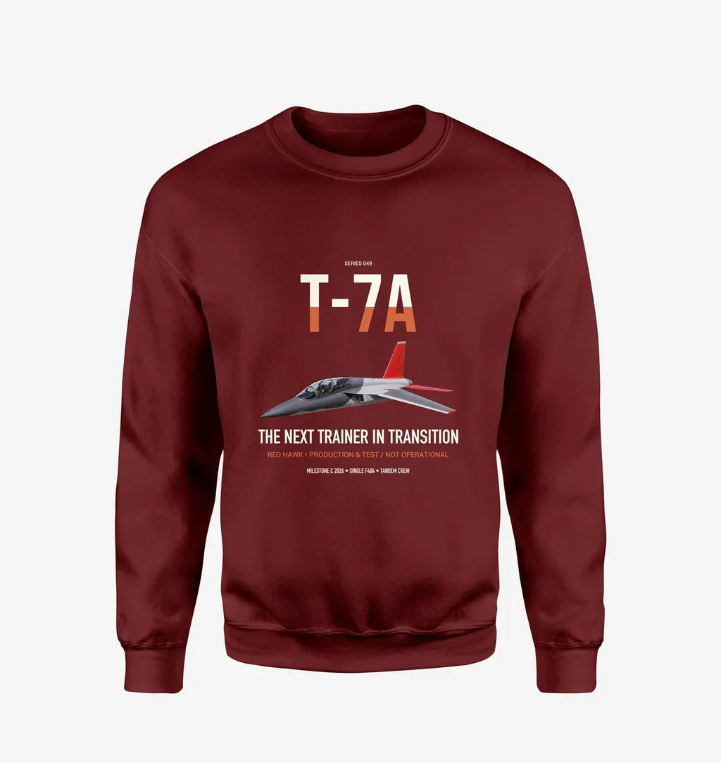 T-7A Red Hawk design on wine red sweatshirt