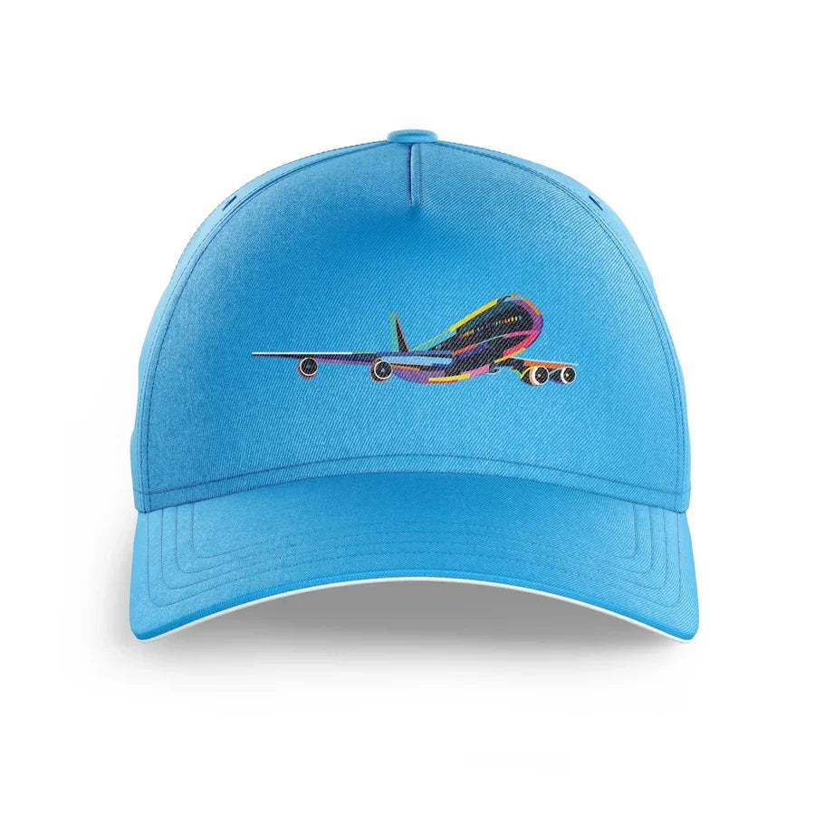 Multicolor Airplane printed hat - light blue
