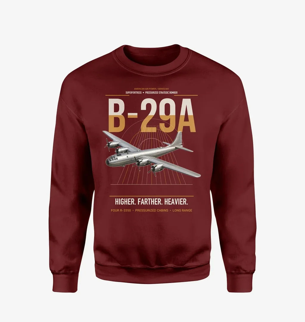 B-29A Superfortress design on wine red sweatshirt
