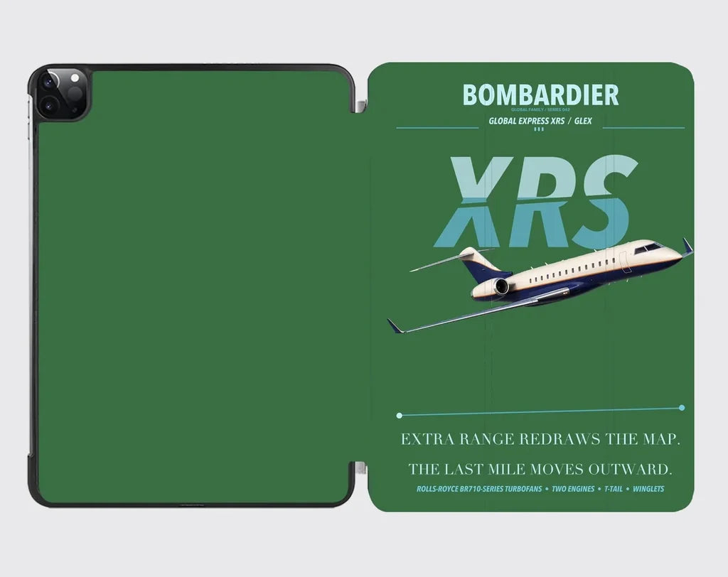 Bombardier Global Express XRS design on green ipad tablet case