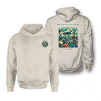 Thumbnail for VINTAGE G4129 - The Moonport Neighbors - Double-Side Hoodie design on khaki double side