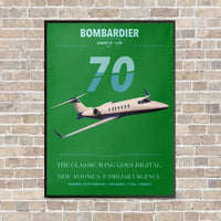 Thumbnail for Bombardier Learjet 70 vertical canvas print - framed - green background