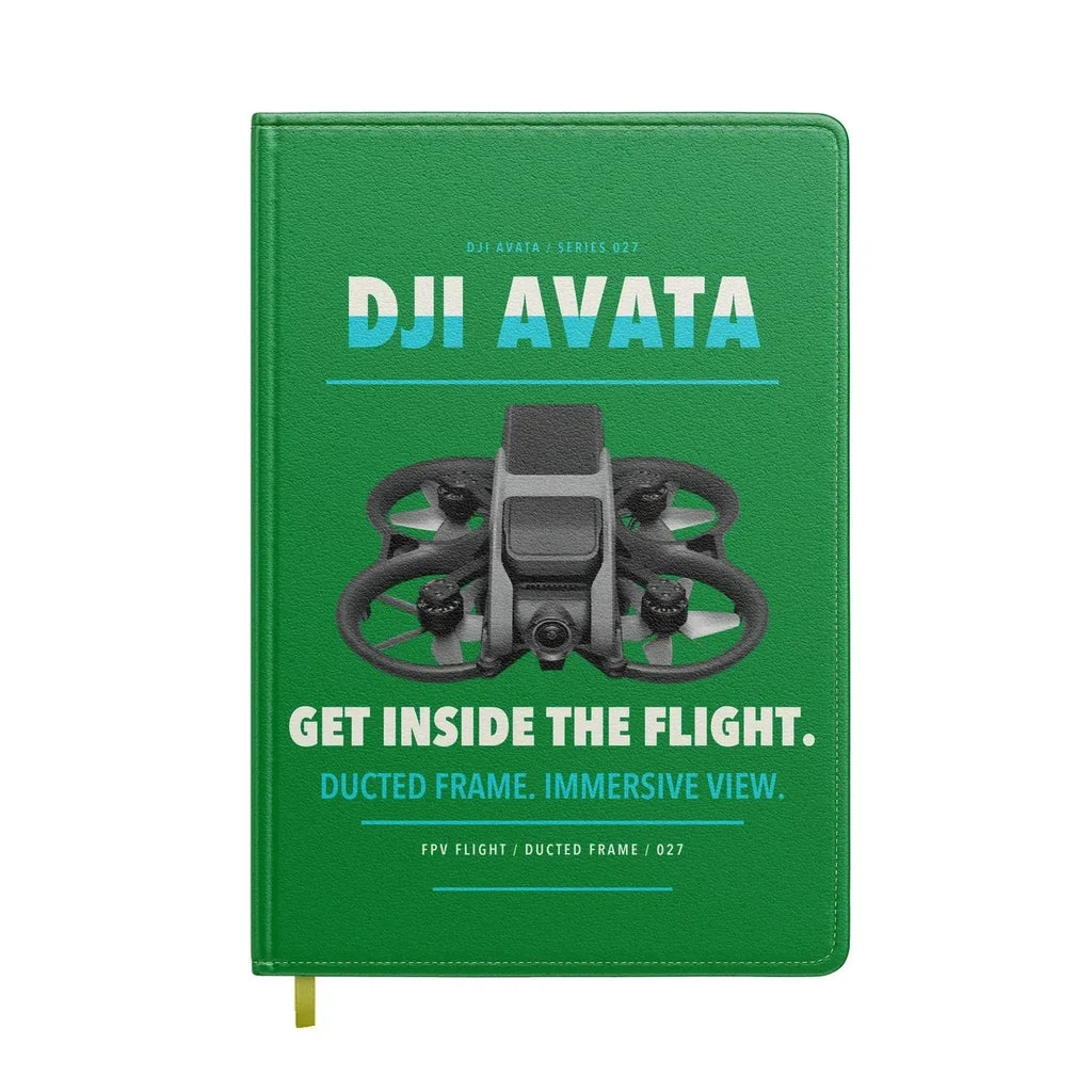 DJI Avata design on green notebook