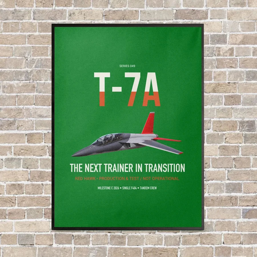 T-7A Red Hawk vertical canvas print - framed - green background