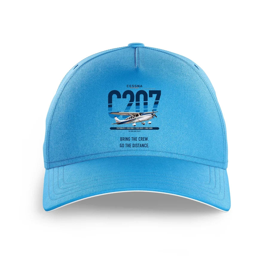 Cessna T207A Stationair 8 design on light blue printed hat