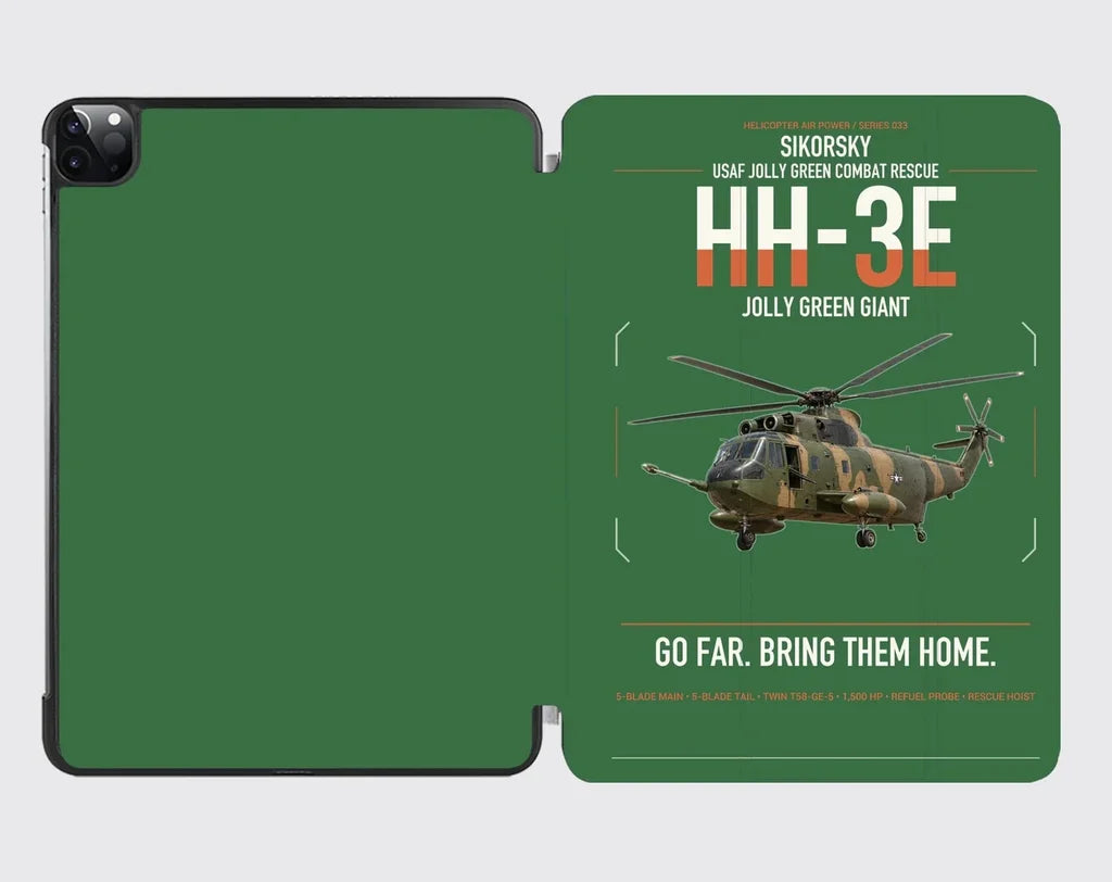 Sikorsky HH-3E Jolly Green Giant design on green ipad tablet case