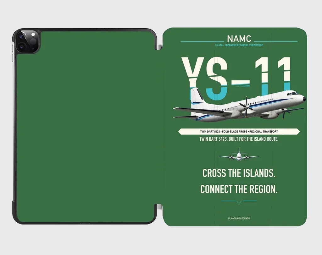 NAMC YS-11A design on green ipad tablet case