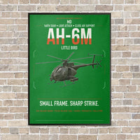 Thumbnail for MD AH-6M Little Bird vertical canvas print - framed - green background