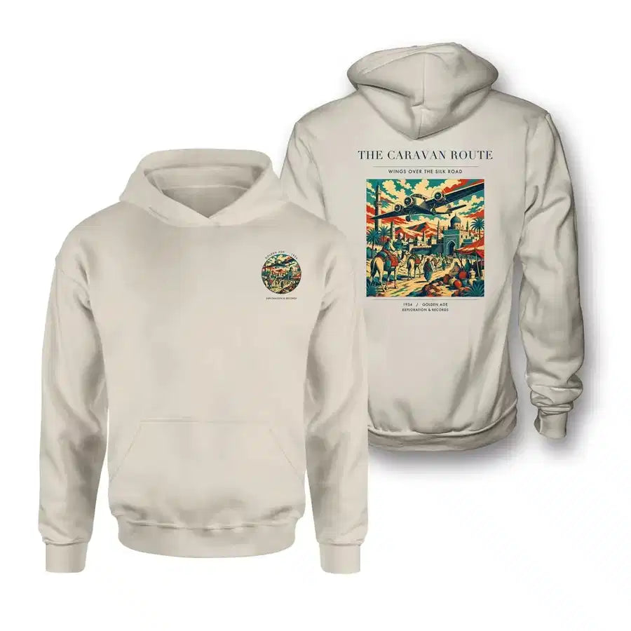 VINTAGE G4040 - The Caravan Route - Double-Side Hoodie design on khaki double side