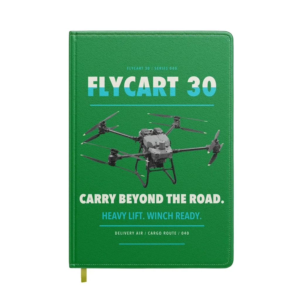 DJI FlyCart 30 design on green notebook