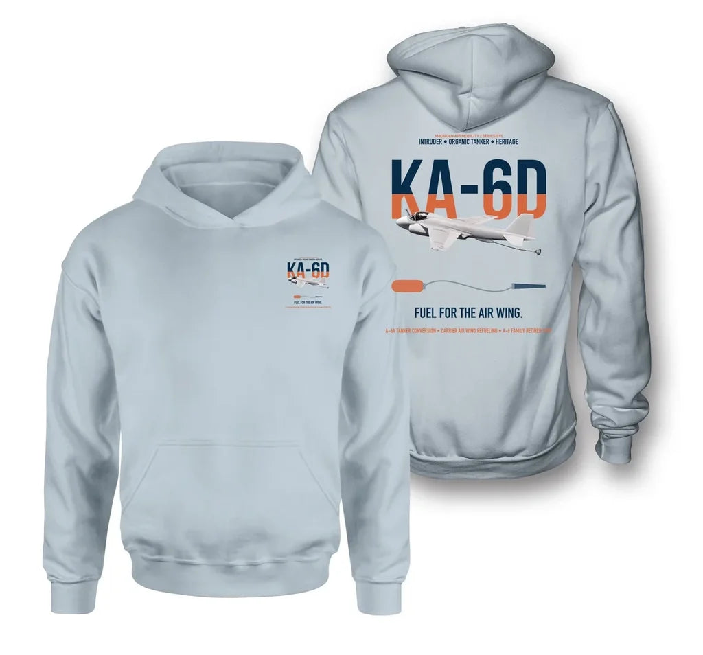 KA-6D Intruder design on light blue double-side hoodie, double-side print